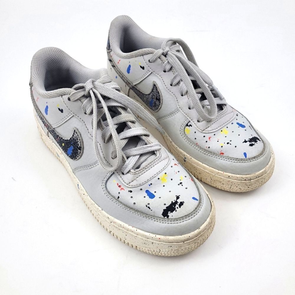 NIKE 5.5 boys / 6.5 womens Air Force 1s grey with splatter paint